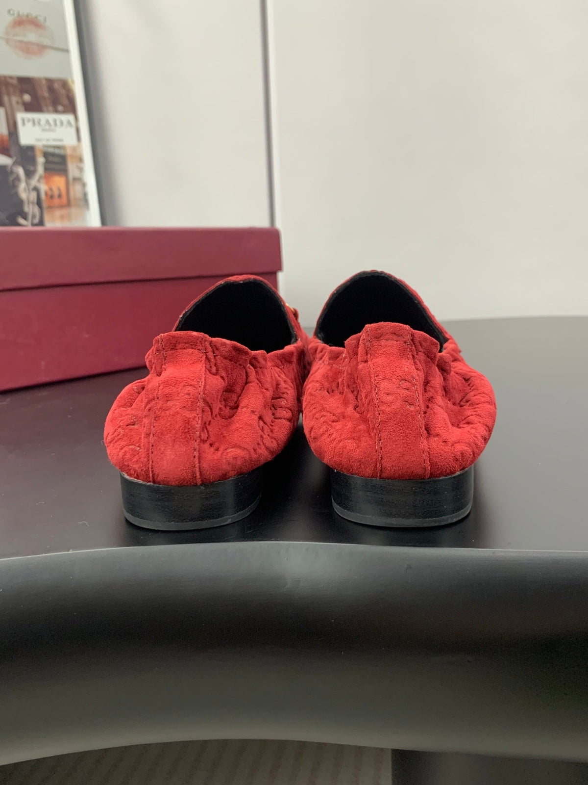 26S LOAFERS IN RED SUEDE WITH GOLD HARDWARE mysite