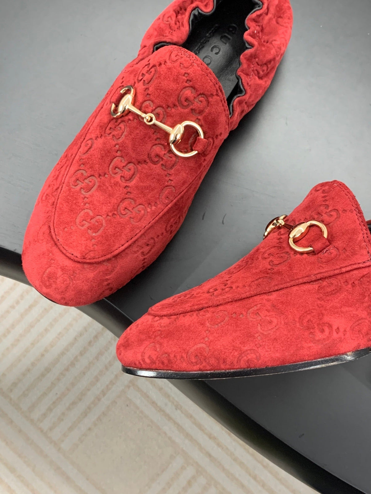26S LOAFERS IN RED SUEDE WITH GOLD HARDWARE mysite
