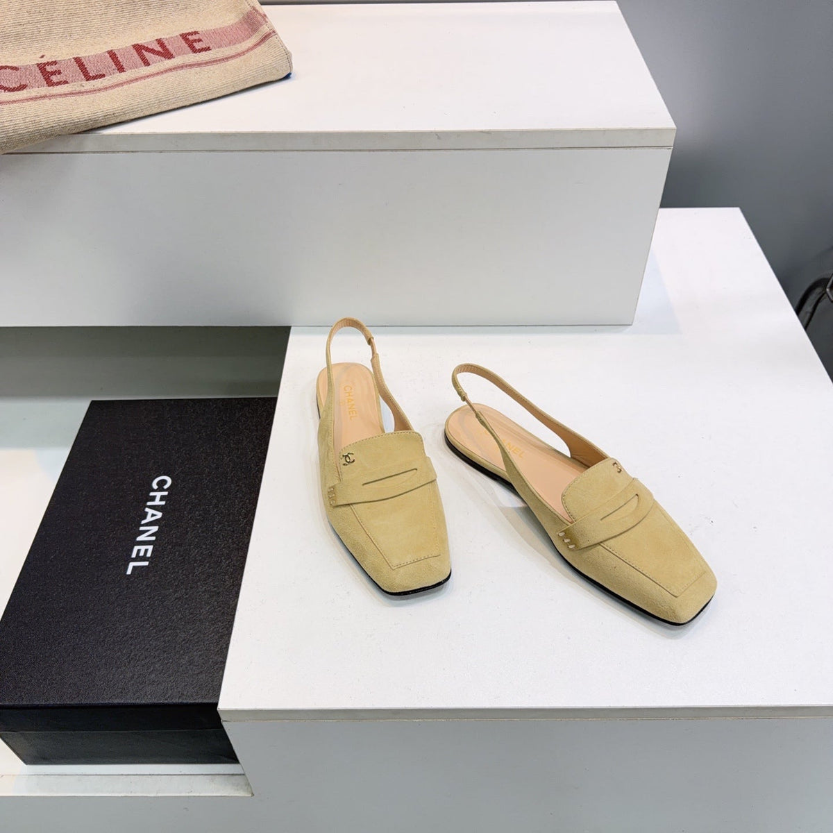 CHANEL 26S SLINGBACK FLATS IN BEIGE SUEDE mysite