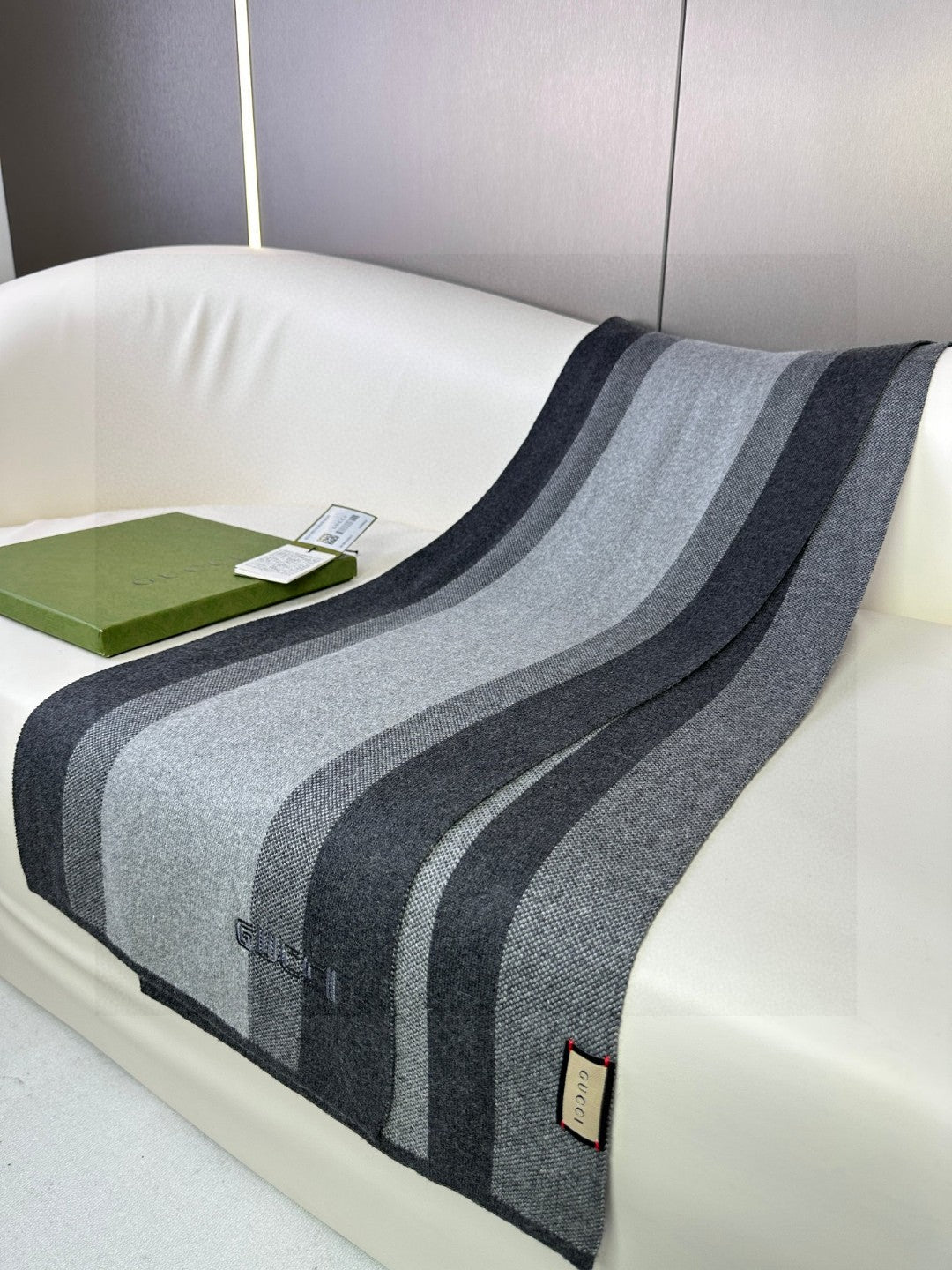 SCARF 180 CM IN BLACK MIX LIGHT GRAY CASHMERE 398447 mysite