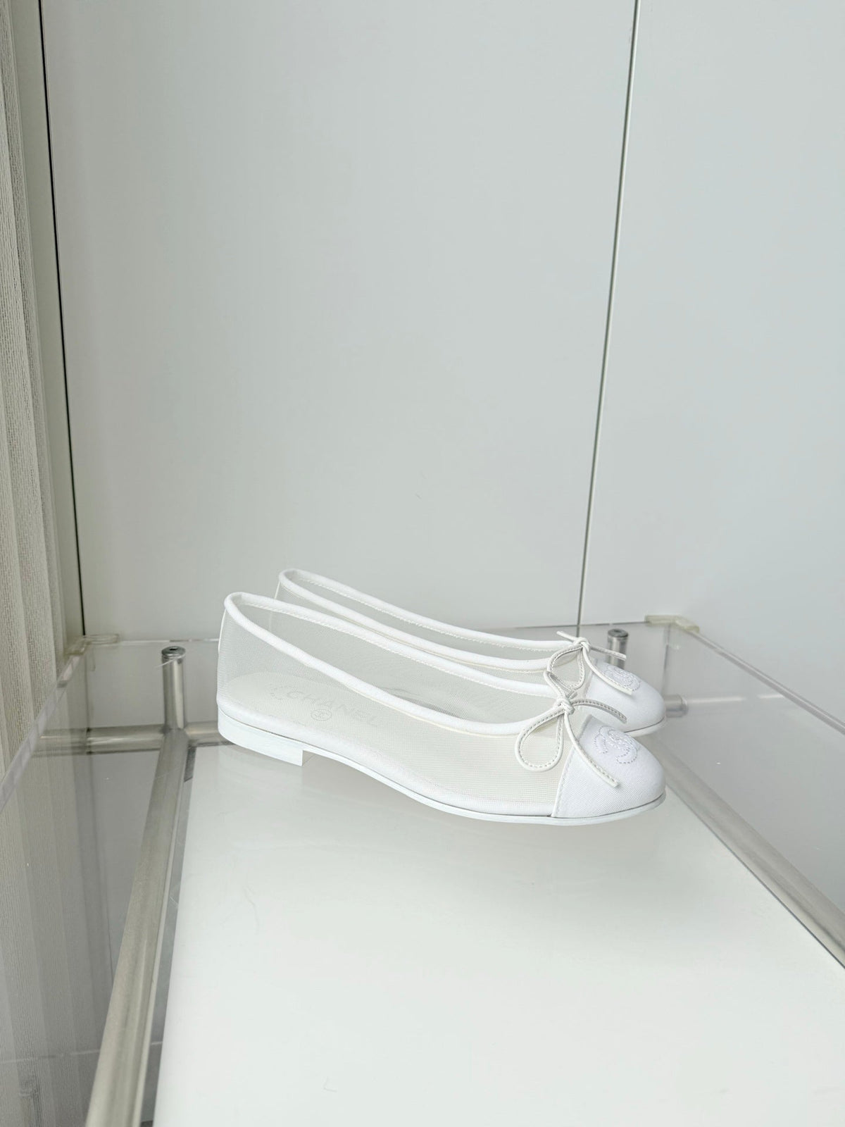 26S BALLET FLATS IN WHITE MESH TOE CAP AND BOW mysite