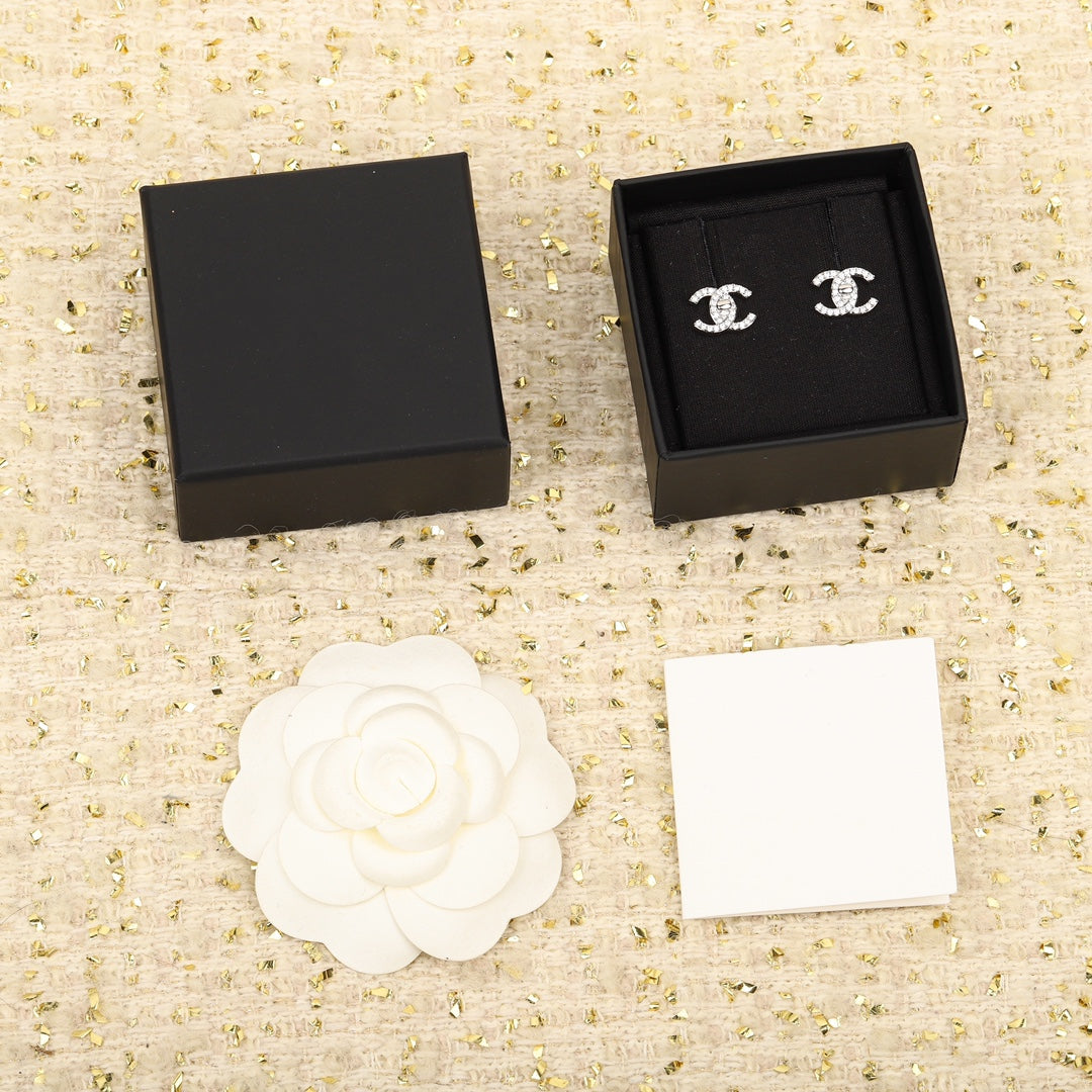 DOUBLE C SMALL SILVER DIAMOND EARRINGS mysite
